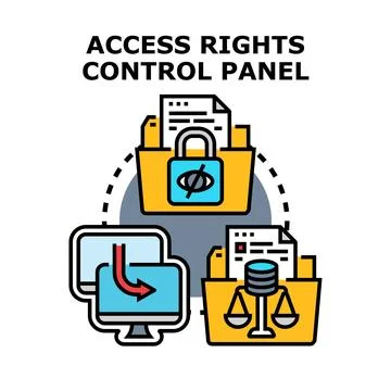 Access rights control panel managing data security and privacy 스톡 일러스트