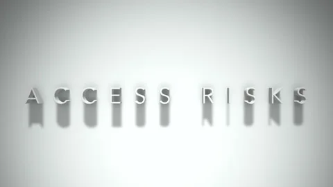 Access risks 3D title animation white text on a white background Video stock 299758211