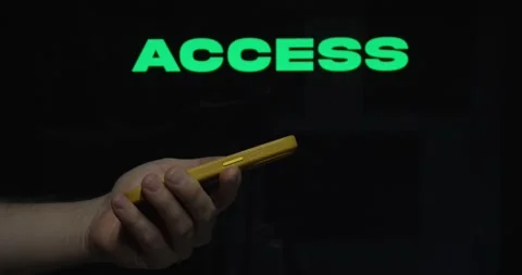 Access on Smartphone – User Entry and Digital Control Concept Stock Footage 334090764