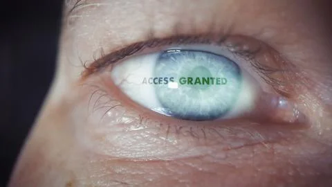 Access Successfully Granted During An Iris Eye Scan Stock Photos