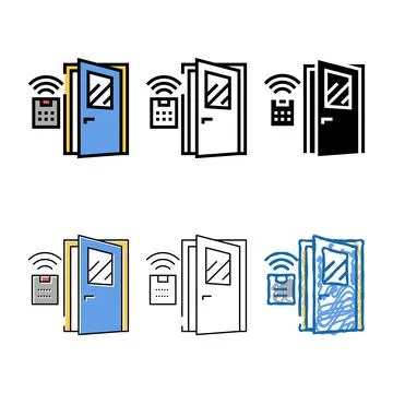 Access system smart home, looks remote open door color icon vector Stock Illustration