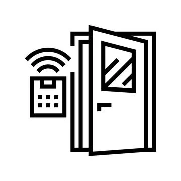 Access system smart home, remote open door line icon vector illustration Stock Illustration