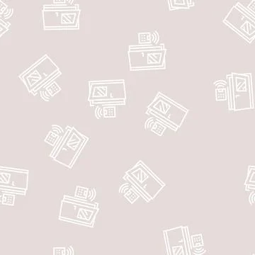 Access system smart home, remote open door line seamless pattern Stock Illustration