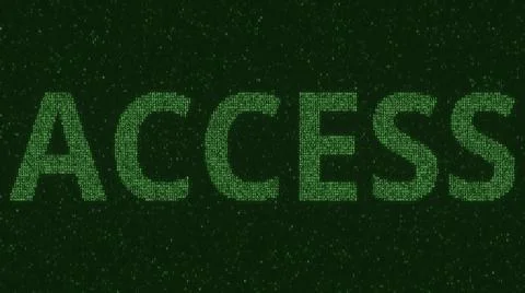 ACCESS text consisting of many symbols on computer monitor. 3d rendering Stock Illustration