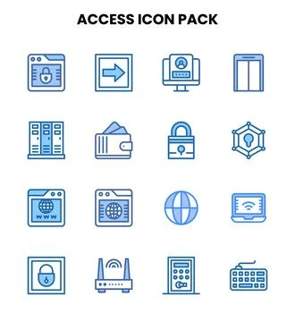Access Two Colour Set Icons Pack Stock Illustration