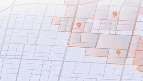 Access Zone Overlay on City Map. Highlighted Restricted Access Boundary and Ilustración de archivo