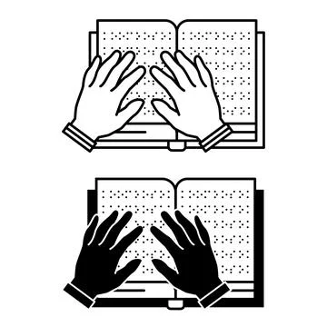 Accessibility Book For Blind Icons. Line and Glyph Vector Illustrations. Ac.. Stock Illustration