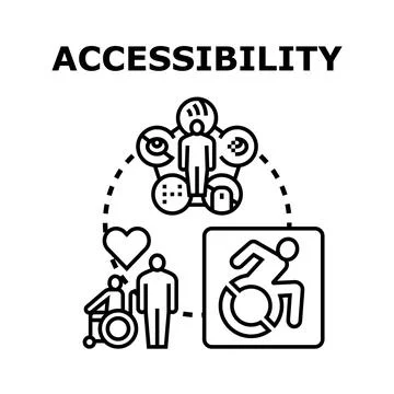 Accessibility concept with people and diverse inclusion icons Stock Illustration
