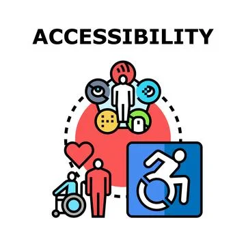 Accessibility concept with people and diverse inclusion icons Stock Illustration