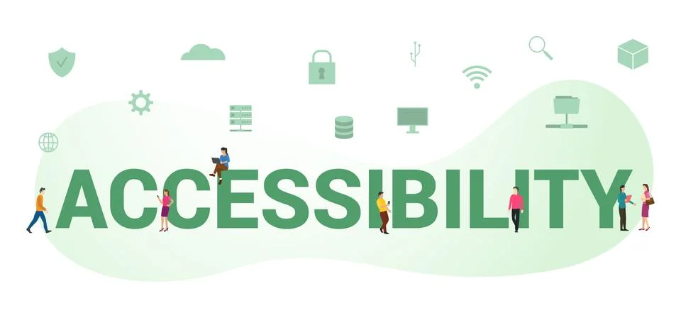 Accessibility data document concept with big word or text and team people wit Stock Illustration