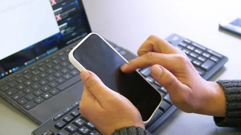 Accessibility of gadgets for people with visual impairment. Stock Footage 303357443