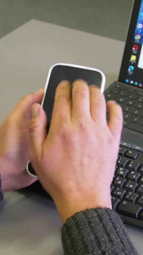 Accessibility of gadgets for people with visual impairment. Vertical video. Stock Footage 303415857