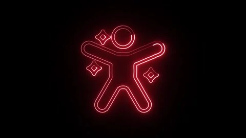 Accessibility Icon Isolated on Black Background, Inclusive Access Neon Line.. Stock Footage 324124819