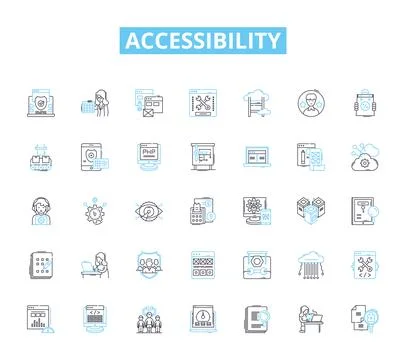 Accessibility linear icons set. Inclusion, Disabilities, Accommodation, Empathy Stock Illustration