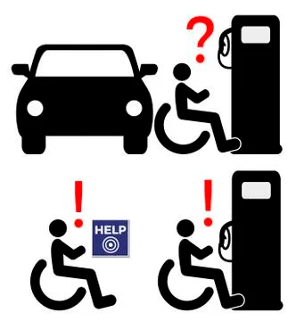 Accessibility at the petrol station Stock Illustration
