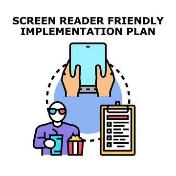 Accessibility screen reader friendly implementation plan concept Illustrazione stock