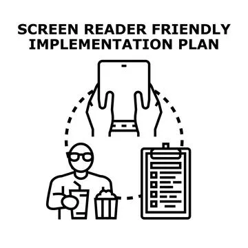 Accessibility screen reader friendly implementation plan concept Stock Illustration