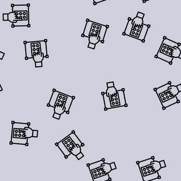 Accessibility ux ui design line vector seamless pattern Stock Illustration