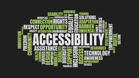 Accessibility Word Cloud Vector Illustration on Dark Background 스톡 일러스트