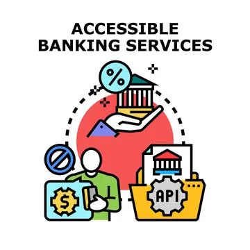 Accessible banking services concept providing financial assistance Stock Illustration