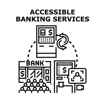 Accessible banking services financial technology concept Stock Illustration