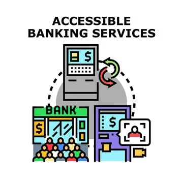 Accessible banking services financial technology concept Stock Illustration