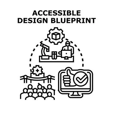 Accessible design blueprint developing for successful usability Illustrazione stock