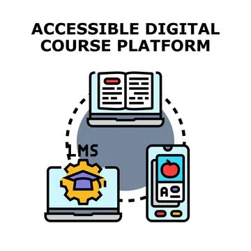 Accessible digital course platform offering online education system Stock Illustration