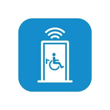Accessible door icon, vector image, doorway with disabled person symbol and.. Stock Illustration