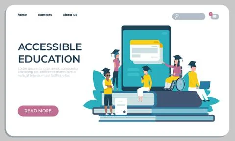 Accessible education website. Online learning for disabled people concept Stockillustratie