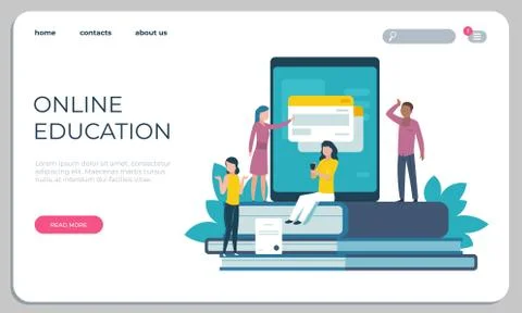 Accessible education website. Online learning for disabled people concept Stock Illustration