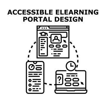 Accessible elearning portal design across devices Stock Illustration
