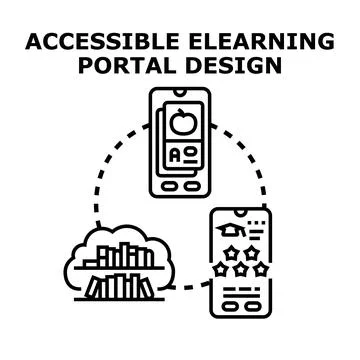 Accessible elearning portal design concept illustration Stock Illustration