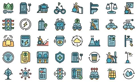 Accessible environment icons set line color vector Ilustración de archivo