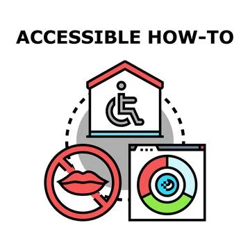 Accessible how to vector icon concept illustrating disability barrier free .. Stock Illustration