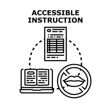 Accessible instruction providing visual and written learning Stock Illustration