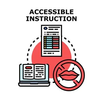 Accessible instruction providing visual and written learning Stock Illustration