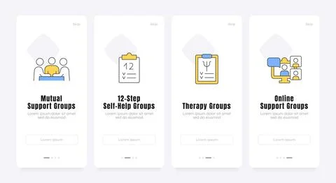 Accessible mental wellness solutions onboarding screens Stock-Illustration