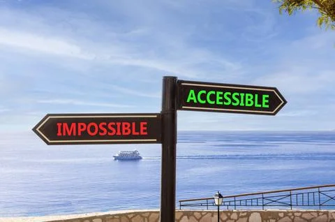 Accessible or impossible symbol. Concept words Accessible or Impossible on .. Stock Photos