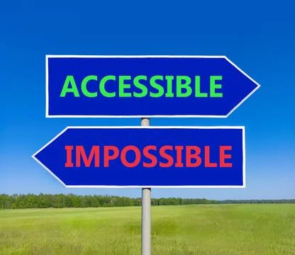 Accessible or impossible symbol. Concept words Accessible or Impossible on .. Stock Photos