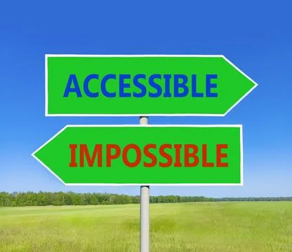 Accessible or impossible symbol. Concept words Accessible or Impossible on .. Stock Photos