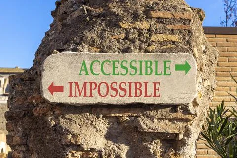 Accessible or impossible symbol. Concept words Accessible or Impossible on .. Stock Photos