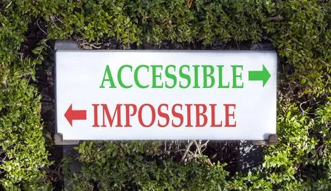 Accessible or impossible symbol. Concept words Accessible or Impossible on .. Stock Photos