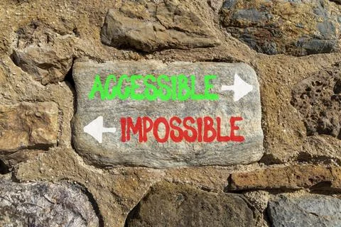 Accessible or impossible symbol. Concept words Accessible or Impossible on .. Stock Photos