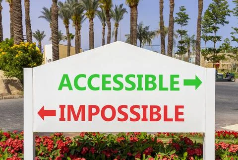 Accessible or impossible symbol. Concept words Accessible or Impossible on .. Stock Photos
