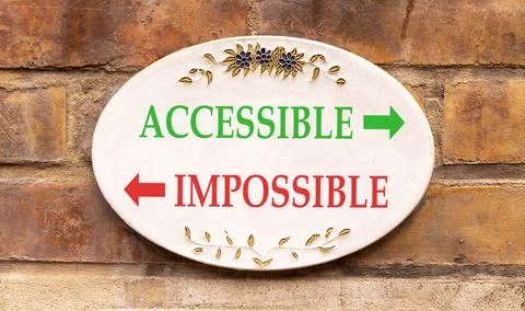 Accessible or impossible symbol. Concept words Accessible or Impossible on .. Stock Photos
