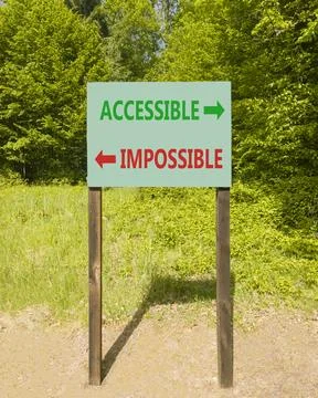 Accessible or impossible symbol. Concept words Accessible or Impossible on .. Stock Photos