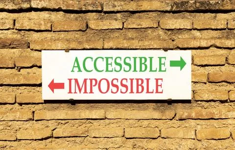 Accessible or impossible symbol. Concept words Accessible or Impossible on .. Stock Photos