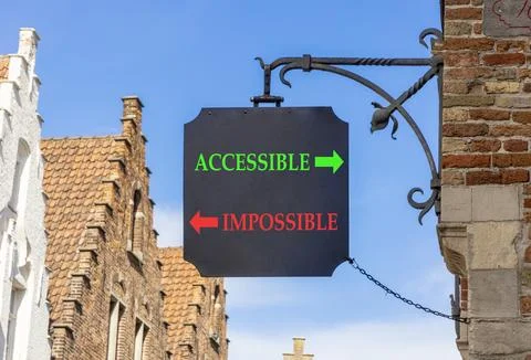 Accessible or impossible symbol. Concept words Accessible or Impossible on .. Stock Photos