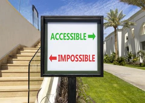 Accessible or impossible symbol. Concept words Accessible or Impossible on .. Stock Photos